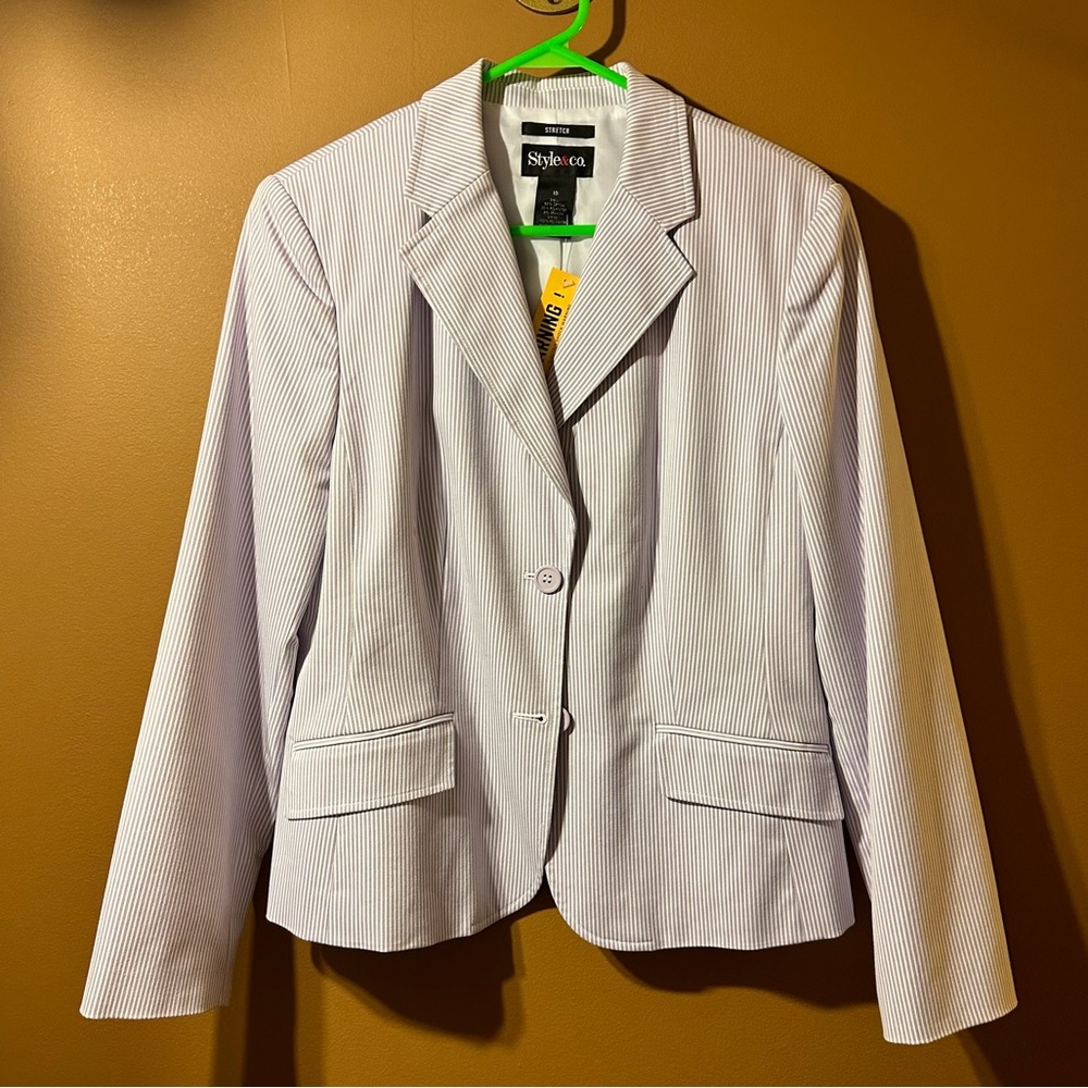 Style & Co Lavender Pinstripe Vintage Blazer